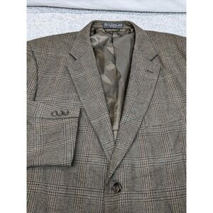 VTG Lambswool Cashmere Blazer Brown Plaid 50 Bert Pulitzer Preppy Ivy League Y2K